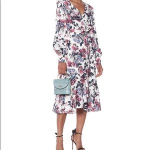 Erdem Jerridine True Wrap Rose Blossom Ruffled Midi  Dress size 4 NWT